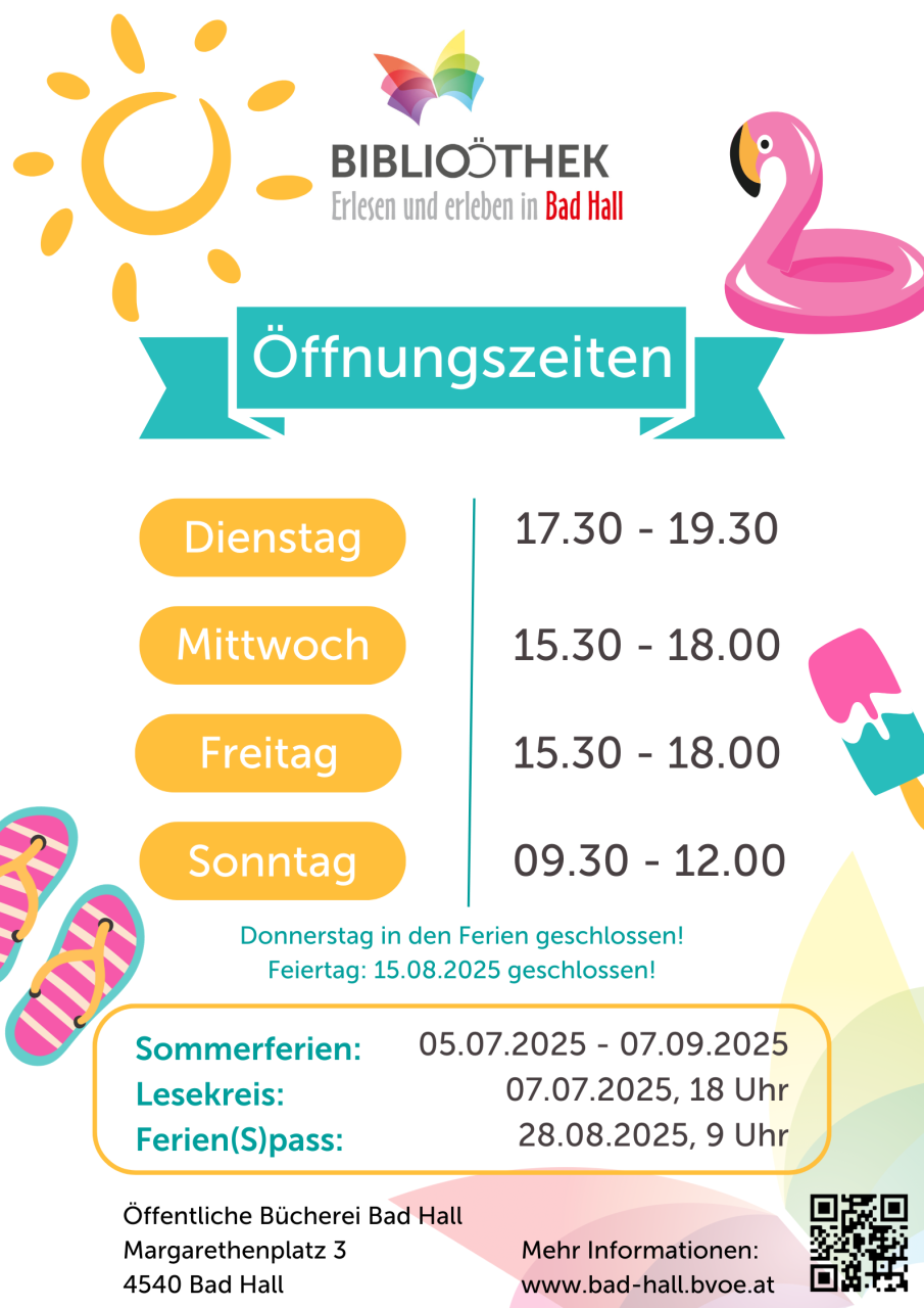Plakat mit Öffnungszeiten
