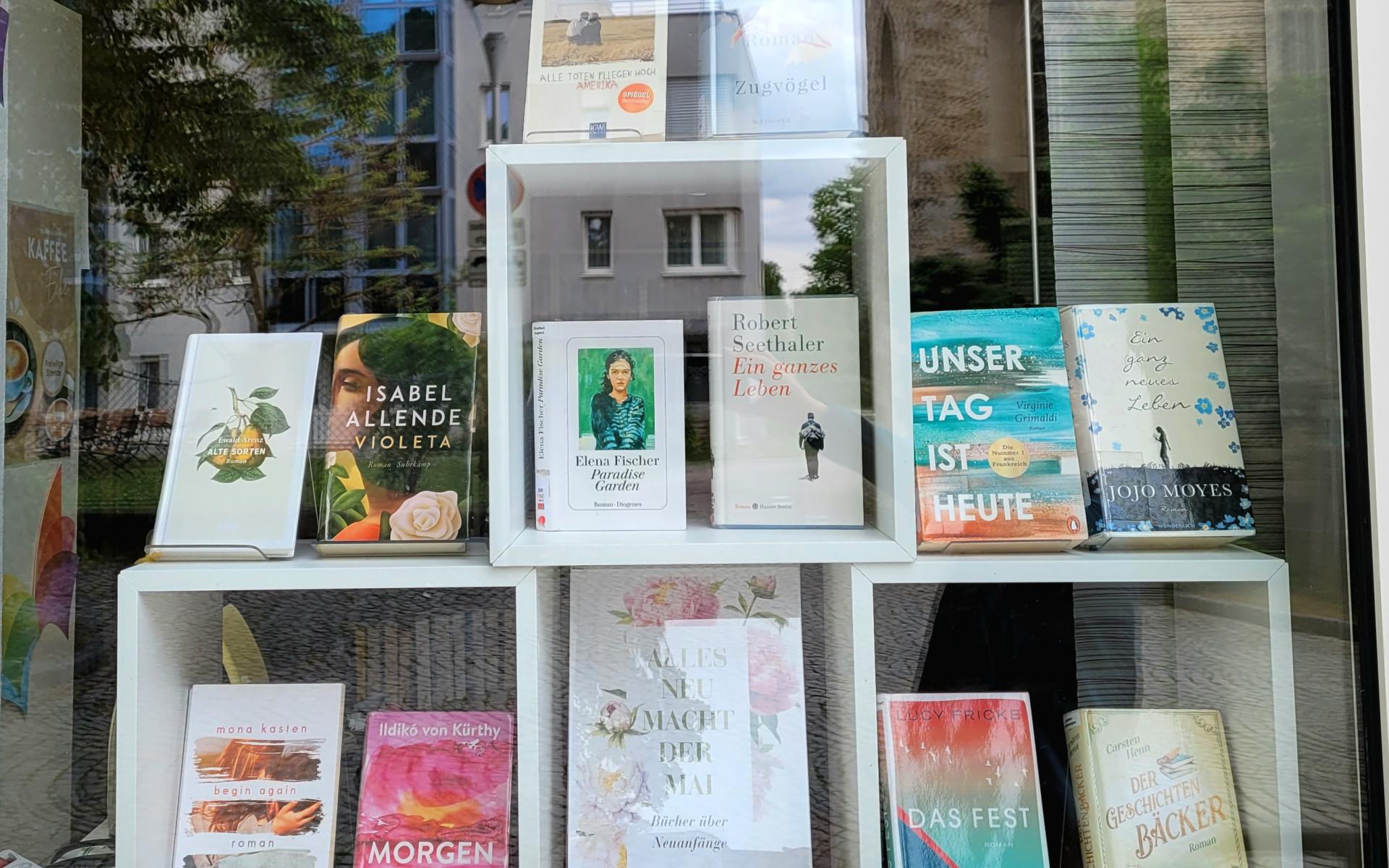 Bild vom Schaufenster mit ausgestellten Büchern
